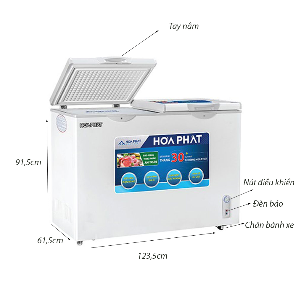 Tủ bảo quản Inverter Hòa Phát 245 lít HCFI-606S2Đ2 - 2 ngăn đông, mát